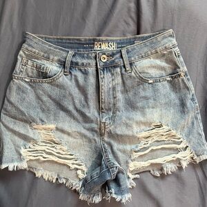 Rewash Blue Jean Shorts with Distressed Vintage Look